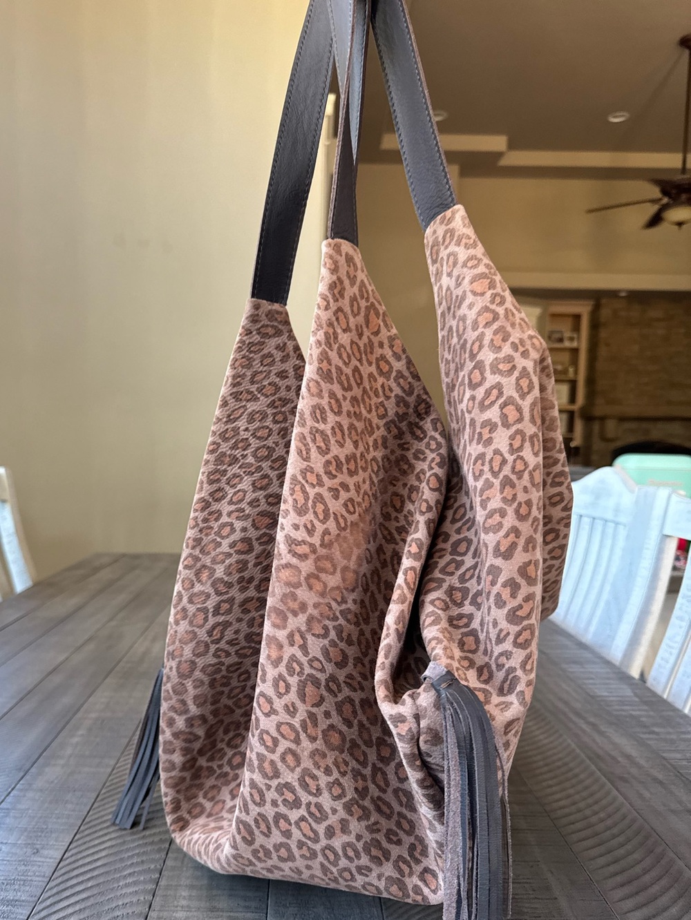 Idea77 Leopard Print Slouchy Hobo Oversized Tote Bag - Shoulder Bag - Picture 5 of 16